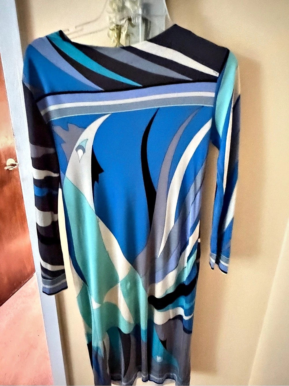 Emilio Pucci Abstract Blue & Black Mini Dress
